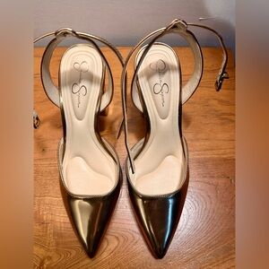 Jessica Simpson Metallic Gold Heels